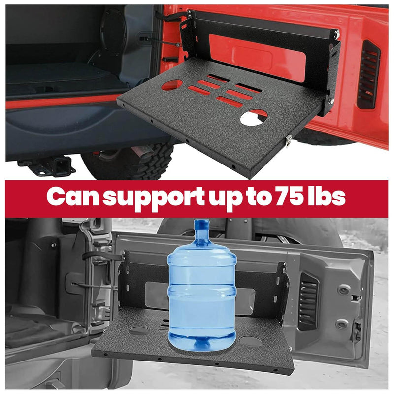 DURAFORCE Rear Door Tailgate Table Cargo Shelf Rack Holder For Jeep Wrangler JK JKU 07-19