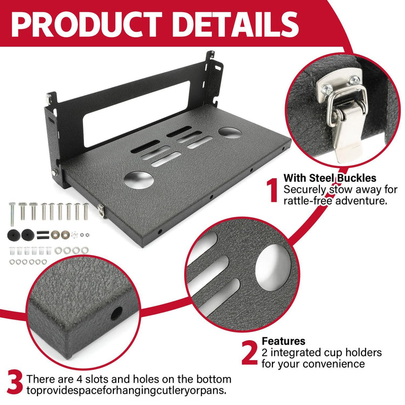 DURAFORCE Rear Door Tailgate Table Cargo Shelf Rack Holder For Jeep Wrangler JK JKU 07-19