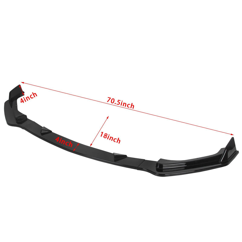 DURAFORCE For Infiniti Q50 Premium Base Sedan 14-17 Glossy Black Front Bumper Lip Spoiler