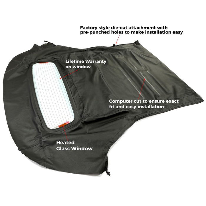 DURAFORCE For Ford Mustang 2005-14 Convertible Soft Top w/ Glass Window - Black Sailcloth