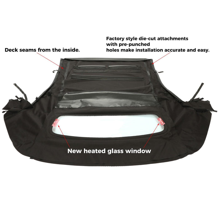 DURAFORCE For Ford Mustang 2005-14 Convertible Soft Top w/ Glass Window - Black Sailcloth