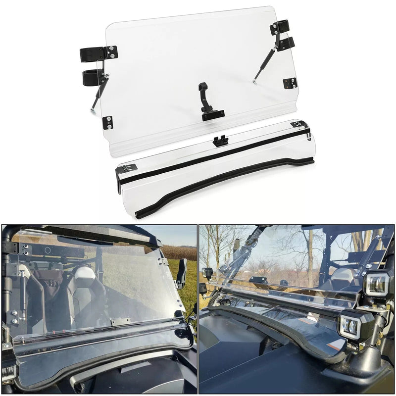 DURAFORCE Front 2-IN-1 Windshield Clear For Polaris RZR 800, 900 XP 2008-2014 Flip
