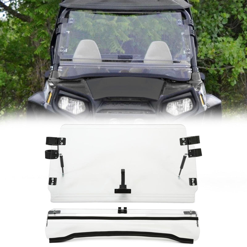 DURAFORCE Front 2-IN-1 Windshield Clear For Polaris RZR 800, 900 XP 2008-2014 Flip