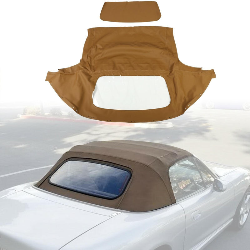 DURAFORCE For 1990-03 04 2005 Mazda Miata Convertible Soft Top & Plastic Window Tan Cabrio
