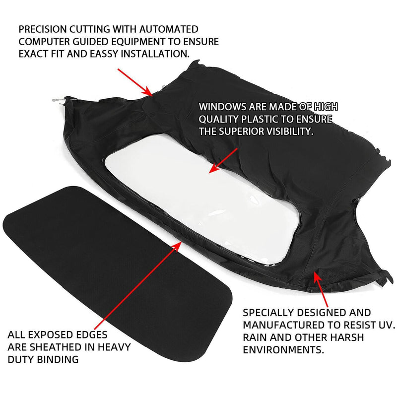 DURAFORCE For Porsche Boxster Convertible Top 97-02 in Black Cloth, Plastic Window