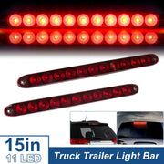 DURAFORCE 2PCS 15" Red Truck Trailer Light Bar 11 LED Stop Turn Tail Brake Lights Strip