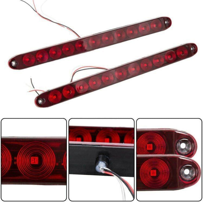 DURAFORCE 2PCS 15" Red Truck Trailer Light Bar 11 LED Stop Turn Tail Brake Lights Strip