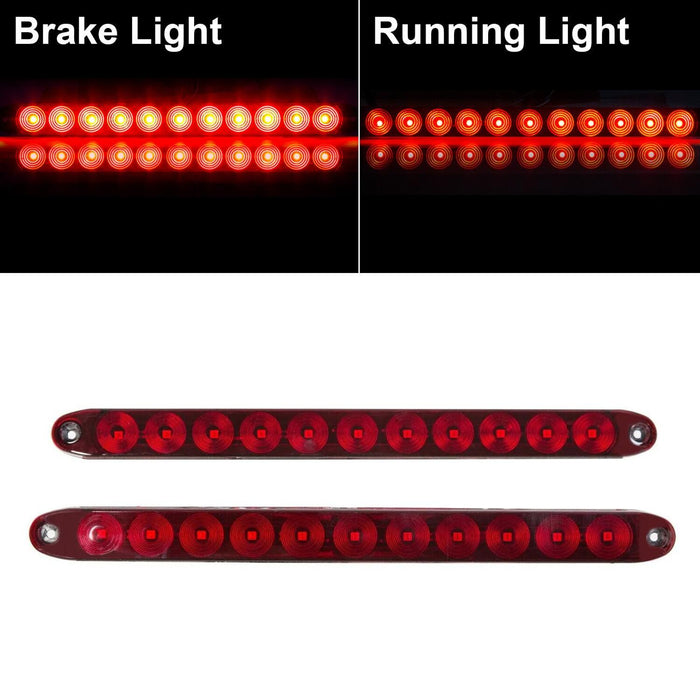 DURAFORCE 2PCS 15" Red Truck Trailer Light Bar 11 LED Stop Turn Tail Brake Lights Strip