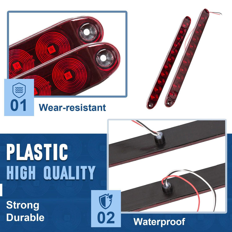 DURAFORCE 2PCS 15" Red Truck Trailer Light Bar 11 LED Stop Turn Tail Brake Lights Strip