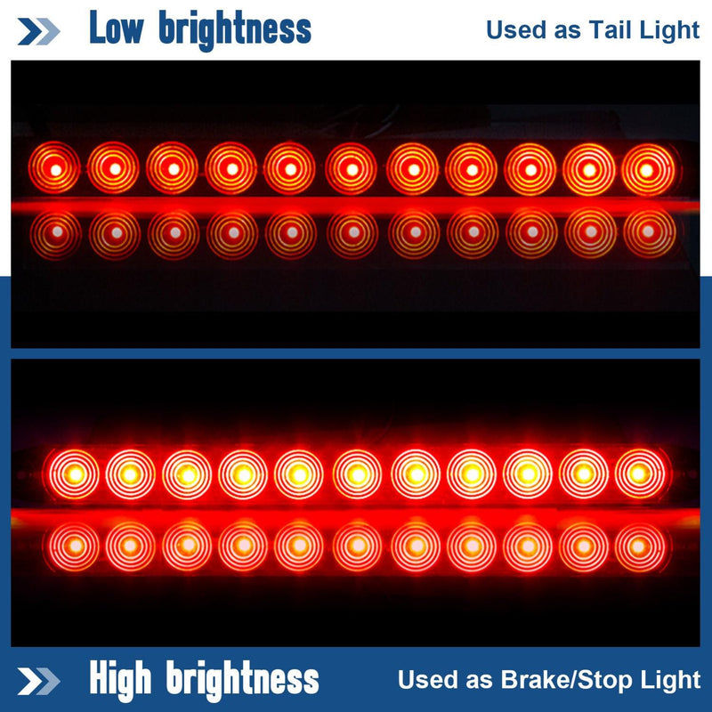 DURAFORCE 2PCS 15" Red Truck Trailer Light Bar 11 LED Stop Turn Tail Brake Lights Strip