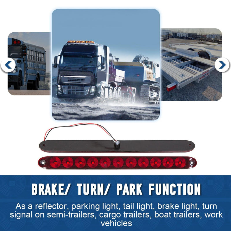 DURAFORCE 2PCS 15" Red Truck Trailer Light Bar 11 LED Stop Turn Tail Brake Lights Strip