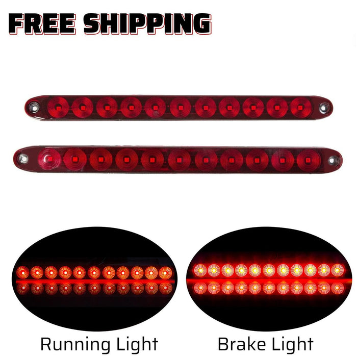 DURAFORCE 2PCS 15" Red Truck Trailer Light Bar 11 LED Stop Turn Tail Brake Lights Strip
