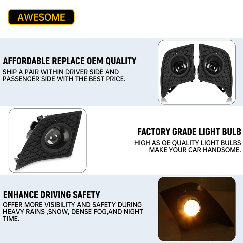 DURAFORCE For 2014-2016 Lexus IS250 IS350 F-Sport Projector Fog Lights Kit Switch+Harness