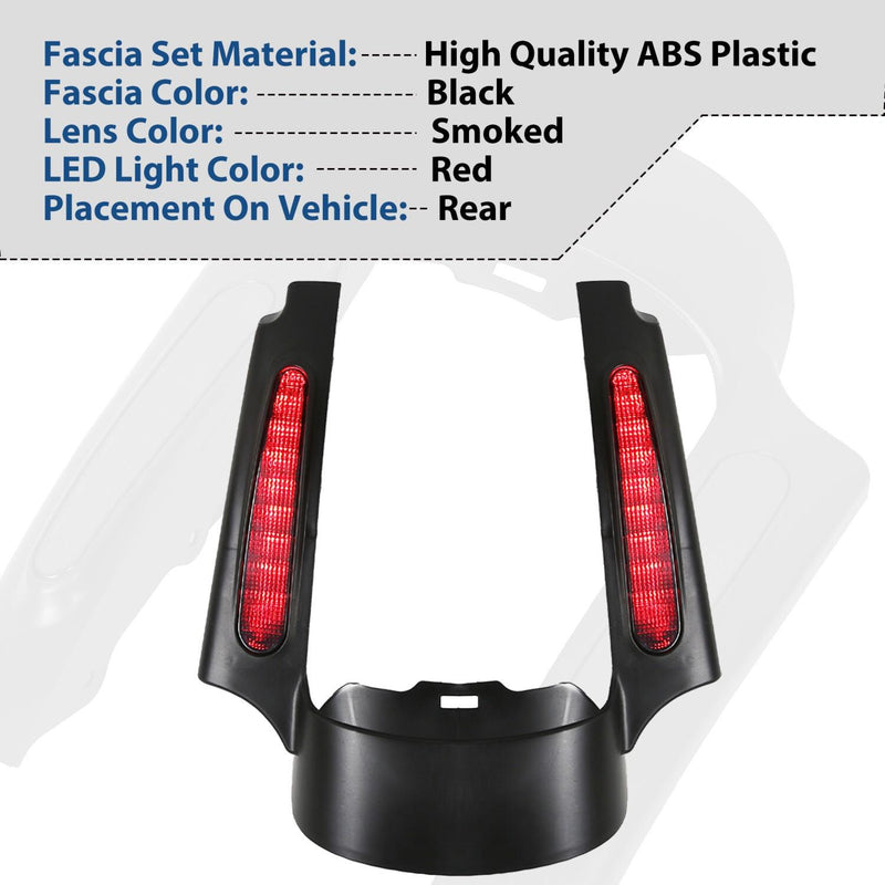 DURAFORCE Rear Fender Extension Fascia LED Light For Harley Touring CVO Street Glide 09-13