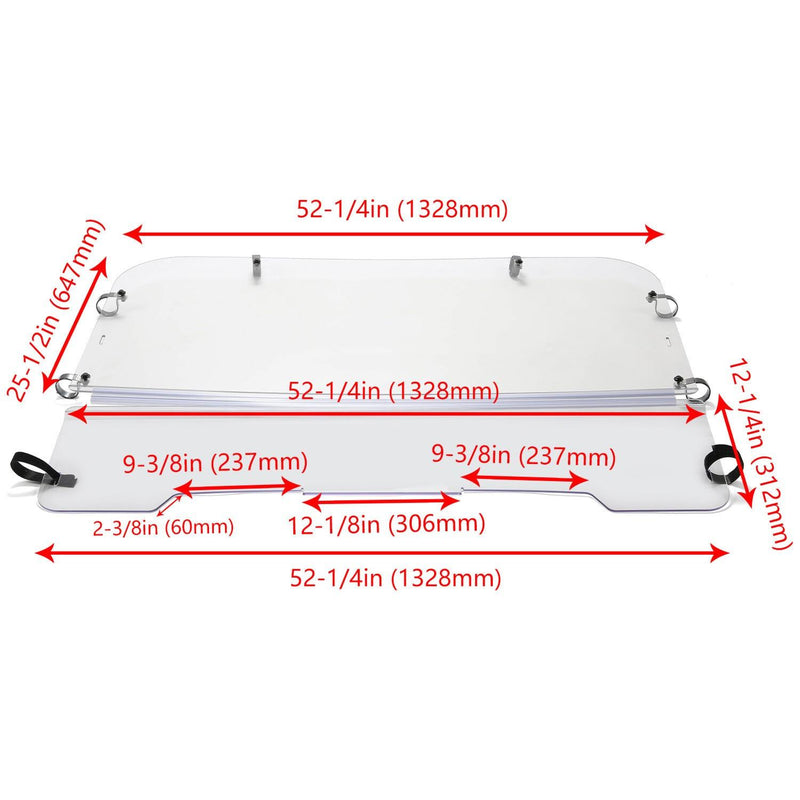 DURAFORCE For 2001-2008 Kawasaki Mule 3000/3010 Models Folding Windshield Clear W/Hardware