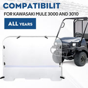 DURAFORCE For 2001-2008 Kawasaki Mule 3000/3010 Models Folding Windshield Clear W/Hardware