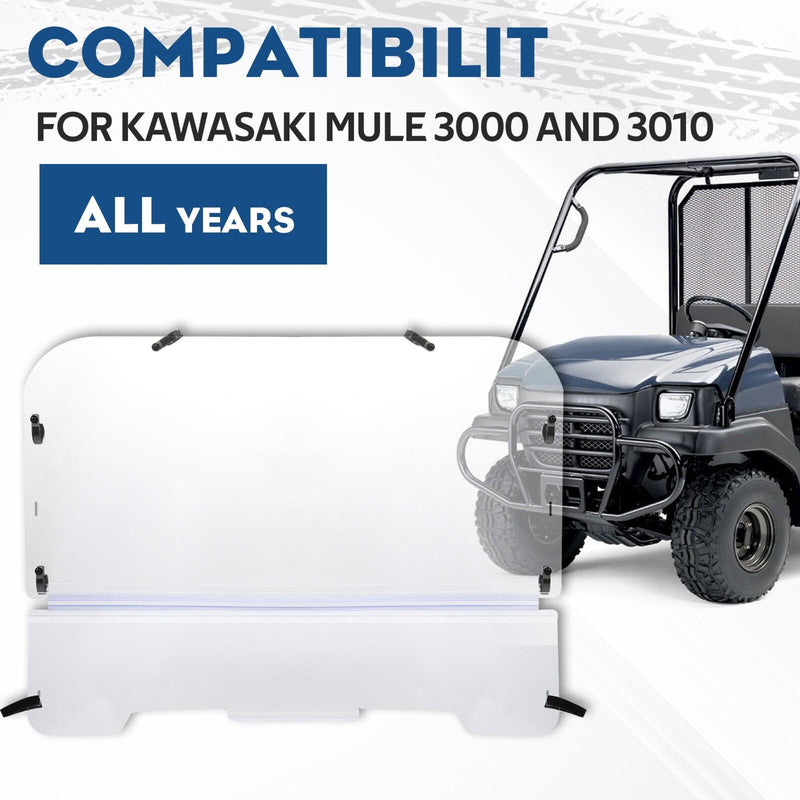 DURAFORCE For 2001-2008 Kawasaki Mule 3000/3010 Models Folding Windshield Clear W/Hardware