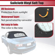 DURAFORCE Black Convertible Soft Top W/ Heated Glass Window For Mazda MX-5 Miata 2006-2014