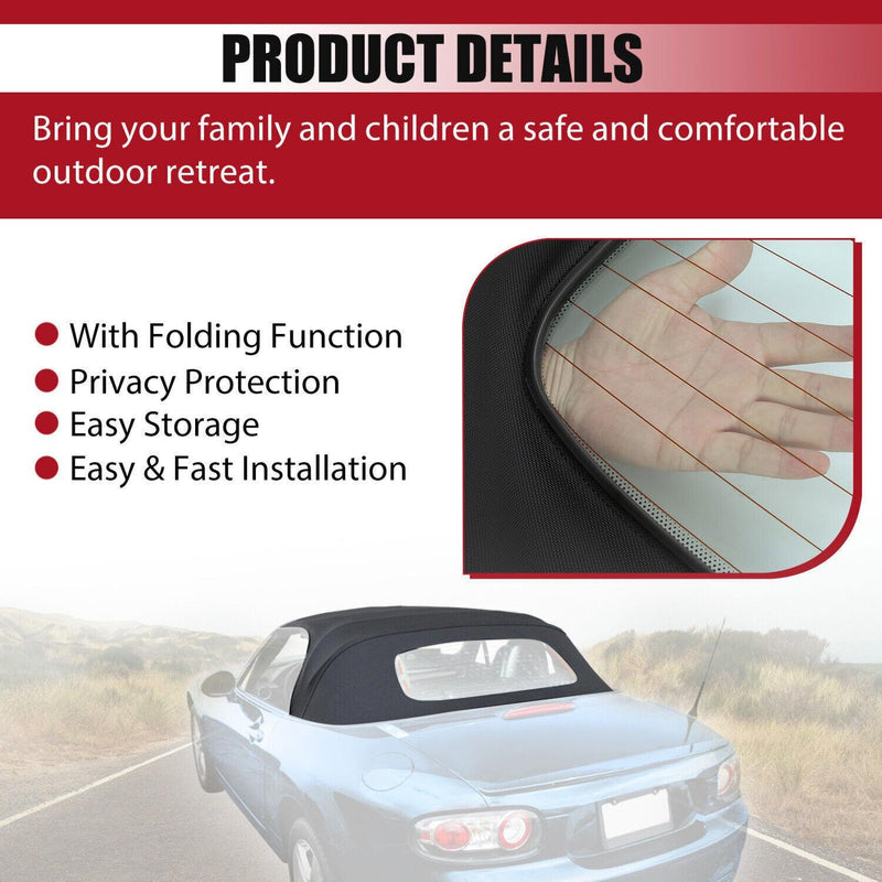 DURAFORCE Black Convertible Soft Top W/ Heated Glass Window For Mazda MX-5 Miata 2006-2014