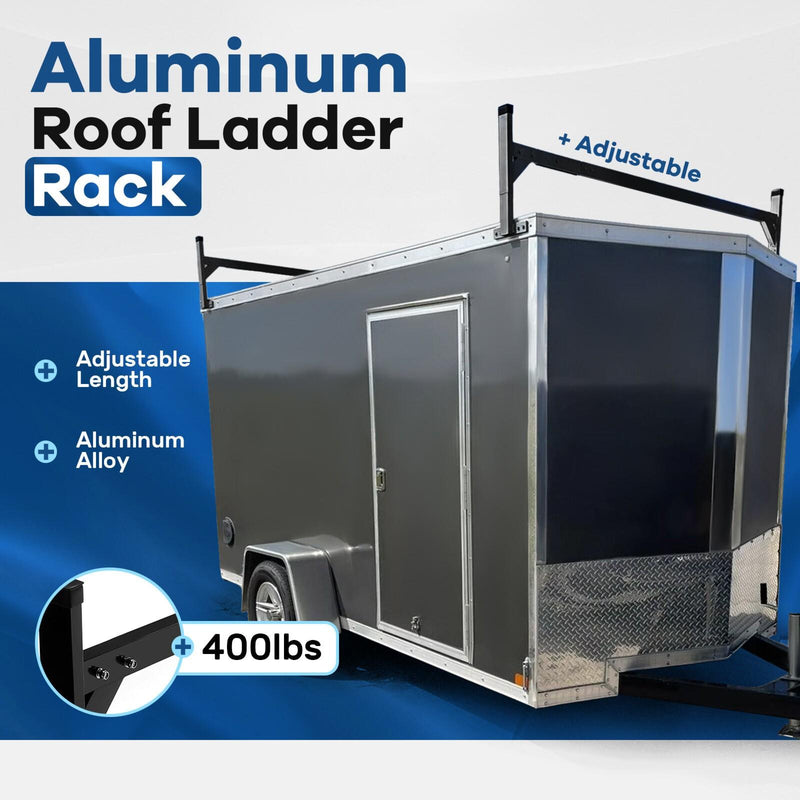 DURAFORCE 72"-108" Adjustable Ladder Roof Rack For Enclosed Trailers Cargo Vans Trucks