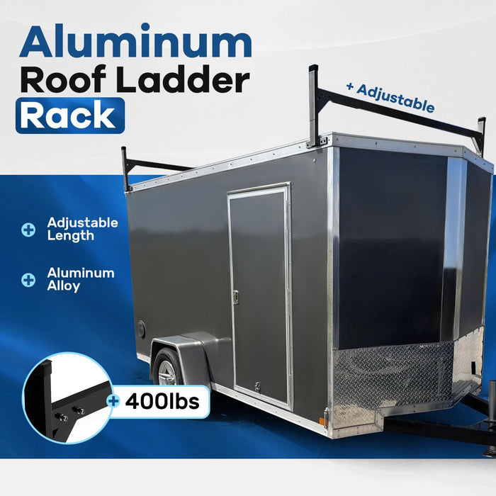 DURAFORCE 72"-108" Adjustable Ladder Roof Rack For Enclosed Trailers Cargo Vans Trucks