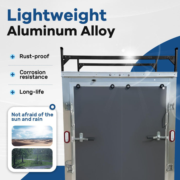 DURAFORCE 72"-108" Adjustable Ladder Roof Rack For Enclosed Trailers Cargo Vans Trucks