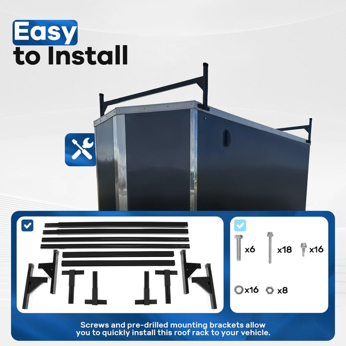 DURAFORCE 72"-108" Adjustable Ladder Roof Rack For Enclosed Trailers Cargo Vans Trucks