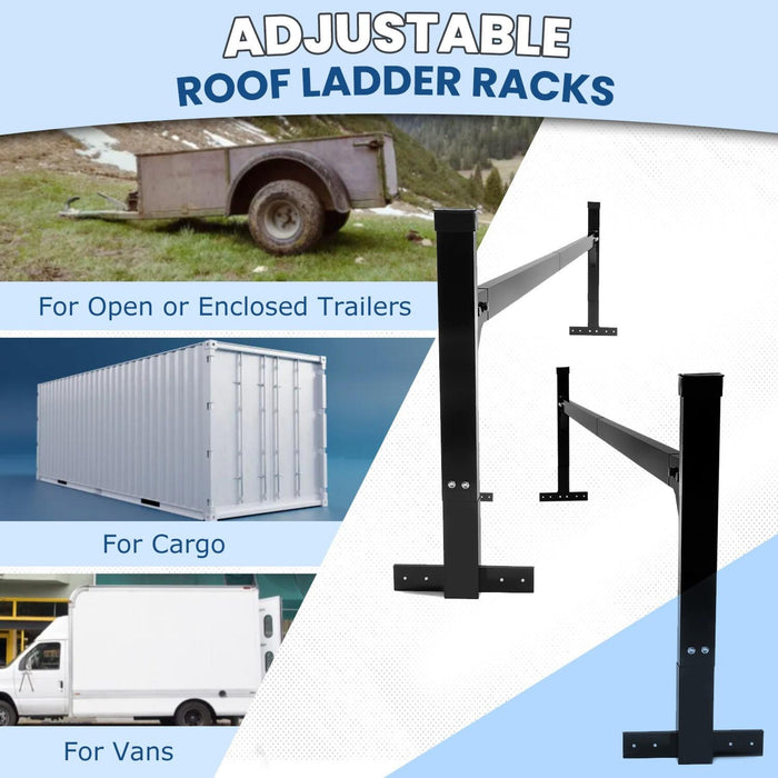 DURAFORCE 72"-108" Adjustable Ladder Roof Rack For Enclosed Trailers Cargo Vans Trucks