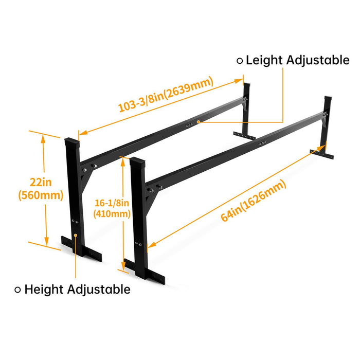 DURAFORCE 72"-108" Adjustable Ladder Roof Rack For Enclosed Trailers Cargo Vans Trucks