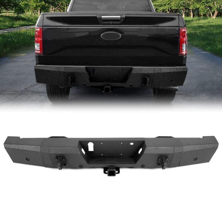 DURAFORCE Rear Bumper Heavy Duty Steel For Ford F150 15-20 W/ TOW HITCH & Sensor Holes