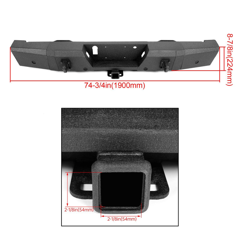 DURAFORCE Rear Bumper Heavy Duty Steel For Ford F150 15-20 W/ TOW HITCH & Sensor Holes