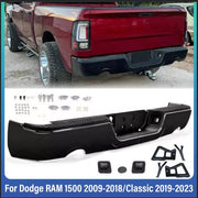 DURAFORCE Gloss Black Rear Bumper For 09-18 Dodge Ram 1500 w/Dual Exhaust w/o Sensor Holes