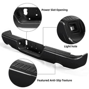 DURAFORCE Gloss Black Rear Bumper For 09-18 Dodge Ram 1500 w/Dual Exhaust w/o Sensor Holes