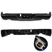 DURAFORCE Gloss Black Rear Bumper For 09-18 Dodge Ram 1500 w/Dual Exhaust w/o Sensor Holes