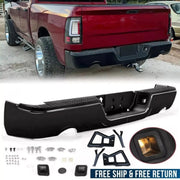 DURAFORCE Gloss Black Rear Bumper For 09-18 Dodge Ram 1500 w/Dual Exhaust w/o Sensor Holes