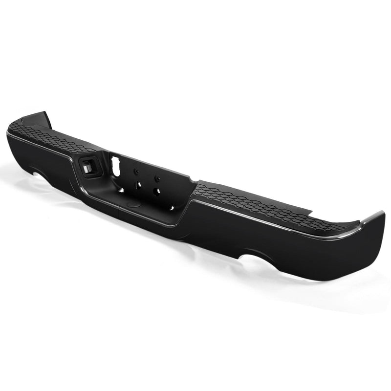 DURAFORCE Gloss Black Rear Bumper For 09-18 Dodge Ram 1500 w/Dual Exhaust w/o Sensor Holes