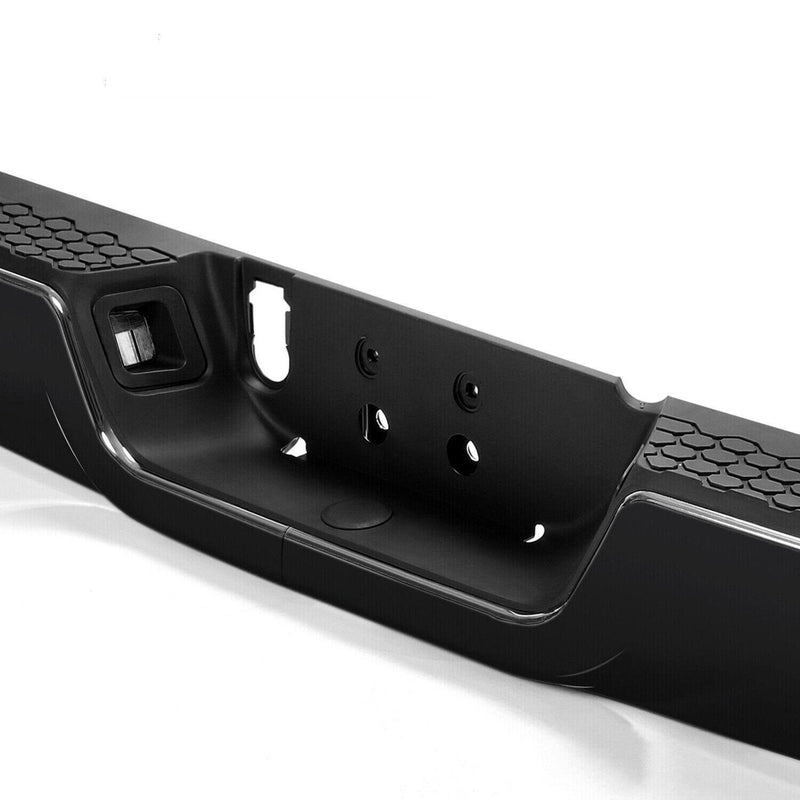 DURAFORCE Gloss Black Rear Bumper For 09-18 Dodge Ram 1500 w/Dual Exhaust w/o Sensor Holes
