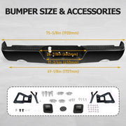 DURAFORCE Gloss Black Rear Bumper For 09-18 Dodge Ram 1500 w/Dual Exhaust w/o Sensor Holes
