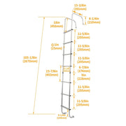 DURAFORCE 113" Universal Exterior Rear RV Ladder Silver Aluminium Assembly #139.21 LA-401
