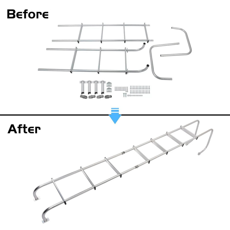 DURAFORCE 113" Universal Exterior Rear RV Ladder Silver Aluminium Assembly #139.21 LA-401