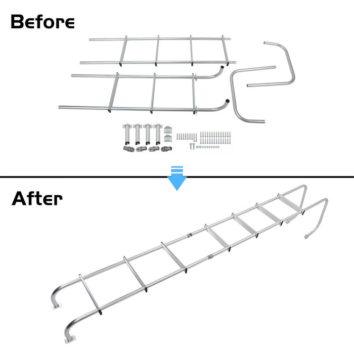 DURAFORCE 113" Universal Exterior Rear RV Ladder Silver Aluminium Assembly #139.21 LA-401