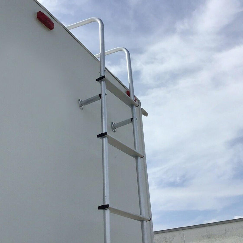 DURAFORCE 113" Universal Exterior Rear RV Ladder Silver Aluminium Assembly #139.21 LA-401