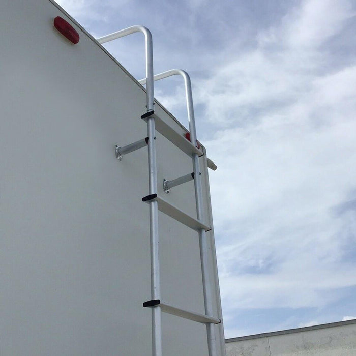 DURAFORCE 113" Universal Exterior Rear RV Ladder Silver Aluminium Assembly #139.21 LA-401