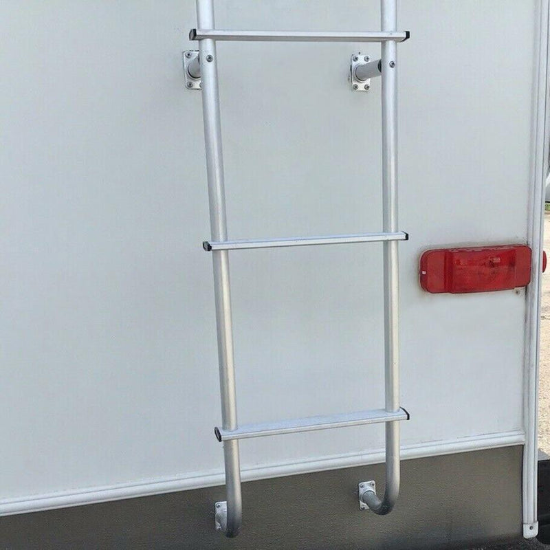 DURAFORCE 113" Universal Exterior Rear RV Ladder Silver Aluminium Assembly #139.21 LA-401