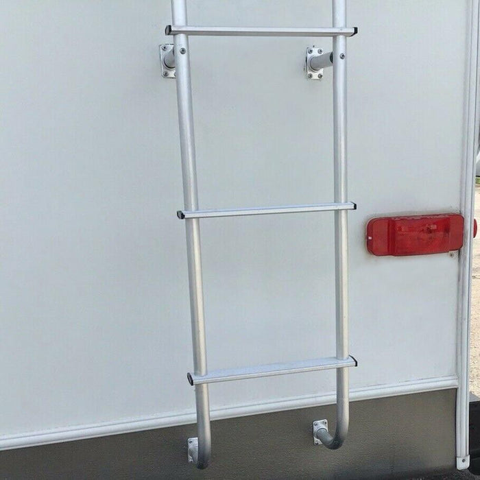 DURAFORCE 113" Universal Exterior Rear RV Ladder Silver Aluminium Assembly #139.21 LA-401