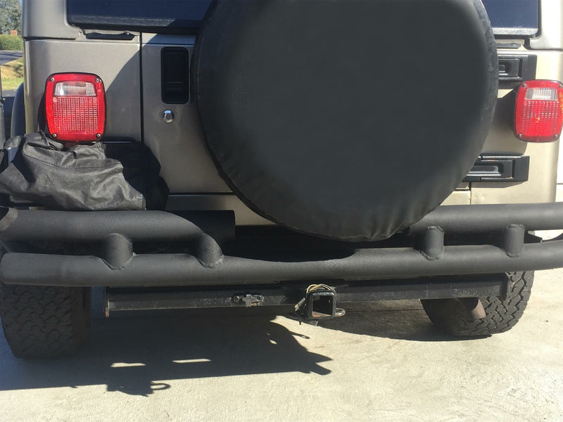 DURAFORCE FOR JEEP WRANGLER 88-06 BLACK STAINLESS DOUBLE BAR REAR BUMPER PROTECTOR GUARD