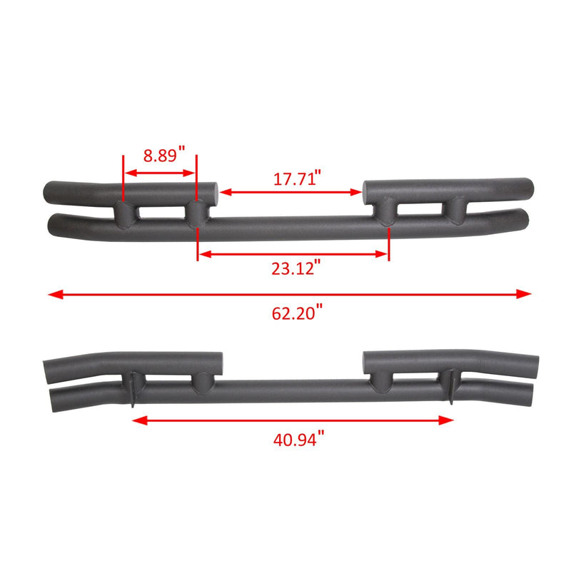 DURAFORCE FOR JEEP WRANGLER 88-06 BLACK STAINLESS DOUBLE BAR REAR BUMPER PROTECTOR GUARD