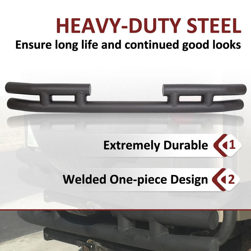 DURAFORCE FOR JEEP WRANGLER 88-06 BLACK STAINLESS DOUBLE BAR REAR BUMPER PROTECTOR GUARD