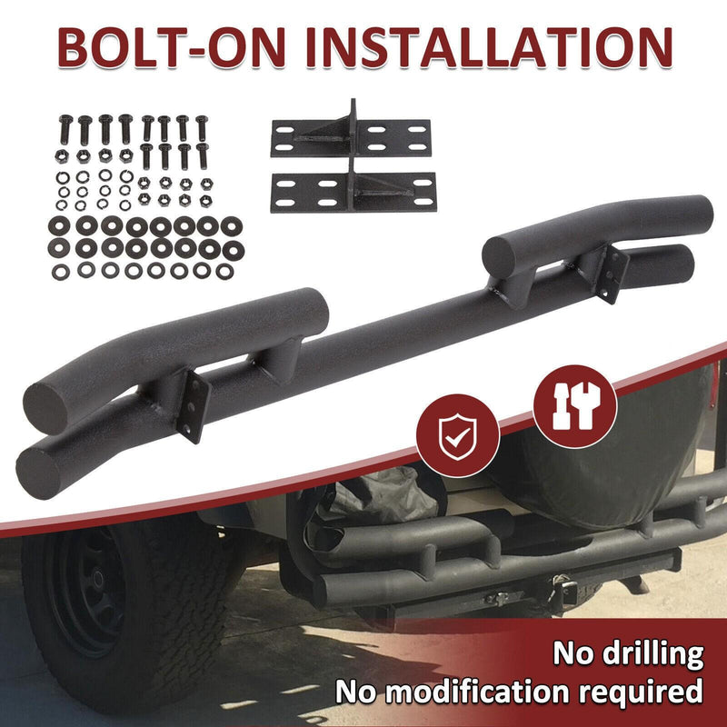 DURAFORCE FOR JEEP WRANGLER 88-06 BLACK STAINLESS DOUBLE BAR REAR BUMPER PROTECTOR GUARD