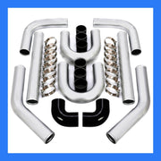 DURAFORCE 8PC 3" inch Aluminum Turbo Intercooler U Pipe Silicone Hose T-Clamp Kit Set